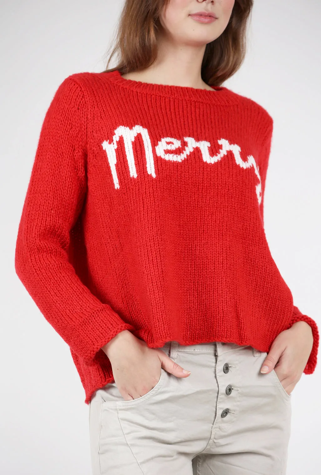 Merry Crew Chunky Sweater, Red