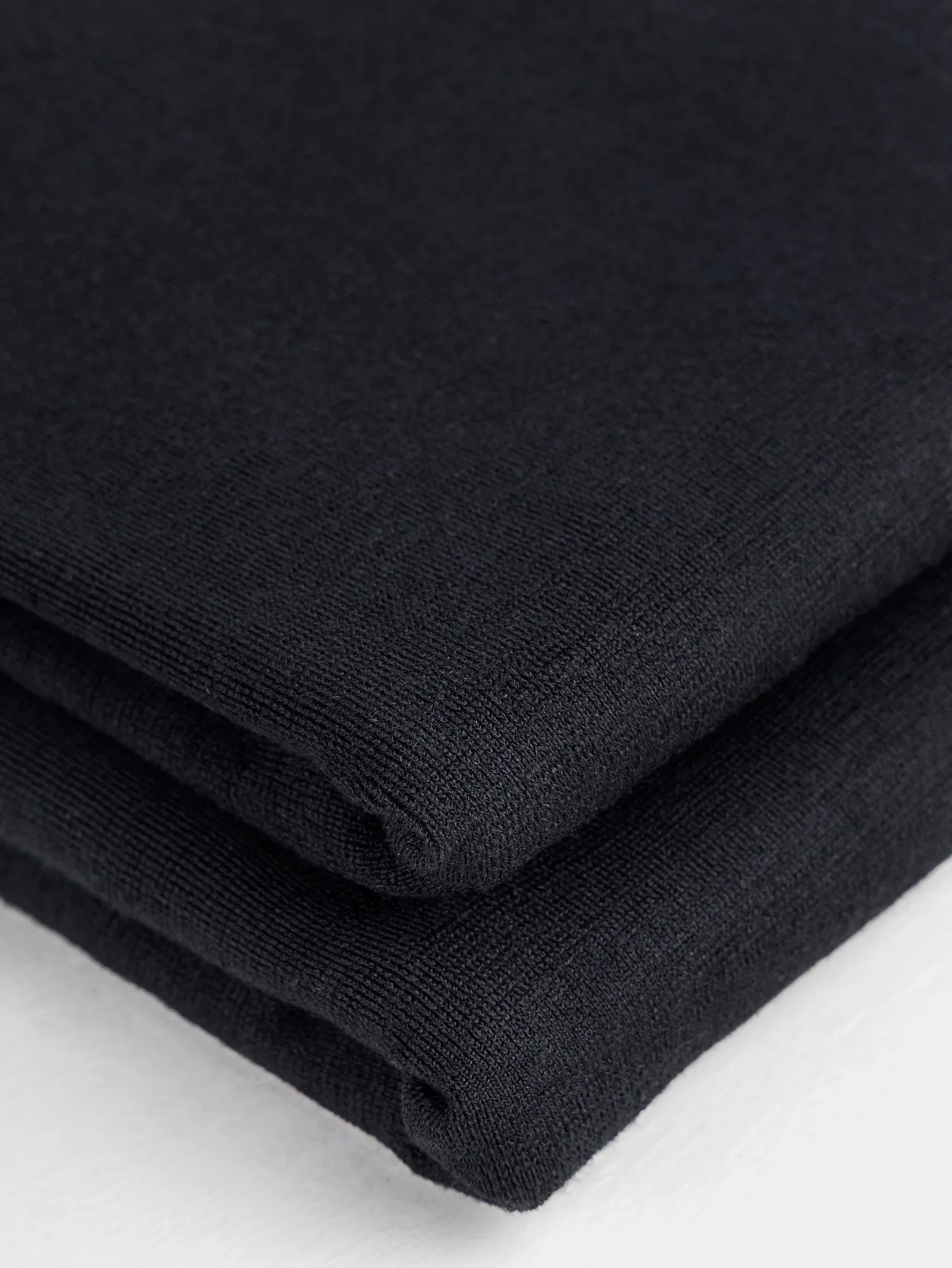 Midweight 100% Merino Wool Interlock Knit Deadstock -  Black - Swatch