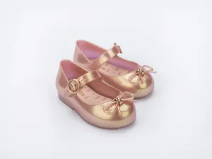 Mini Melissa Sweet Love Bow Applique Metalic Pink Sandal For Baby Girls