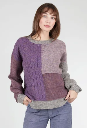 Mixed Weave Pullover Sweater, Purple Mix