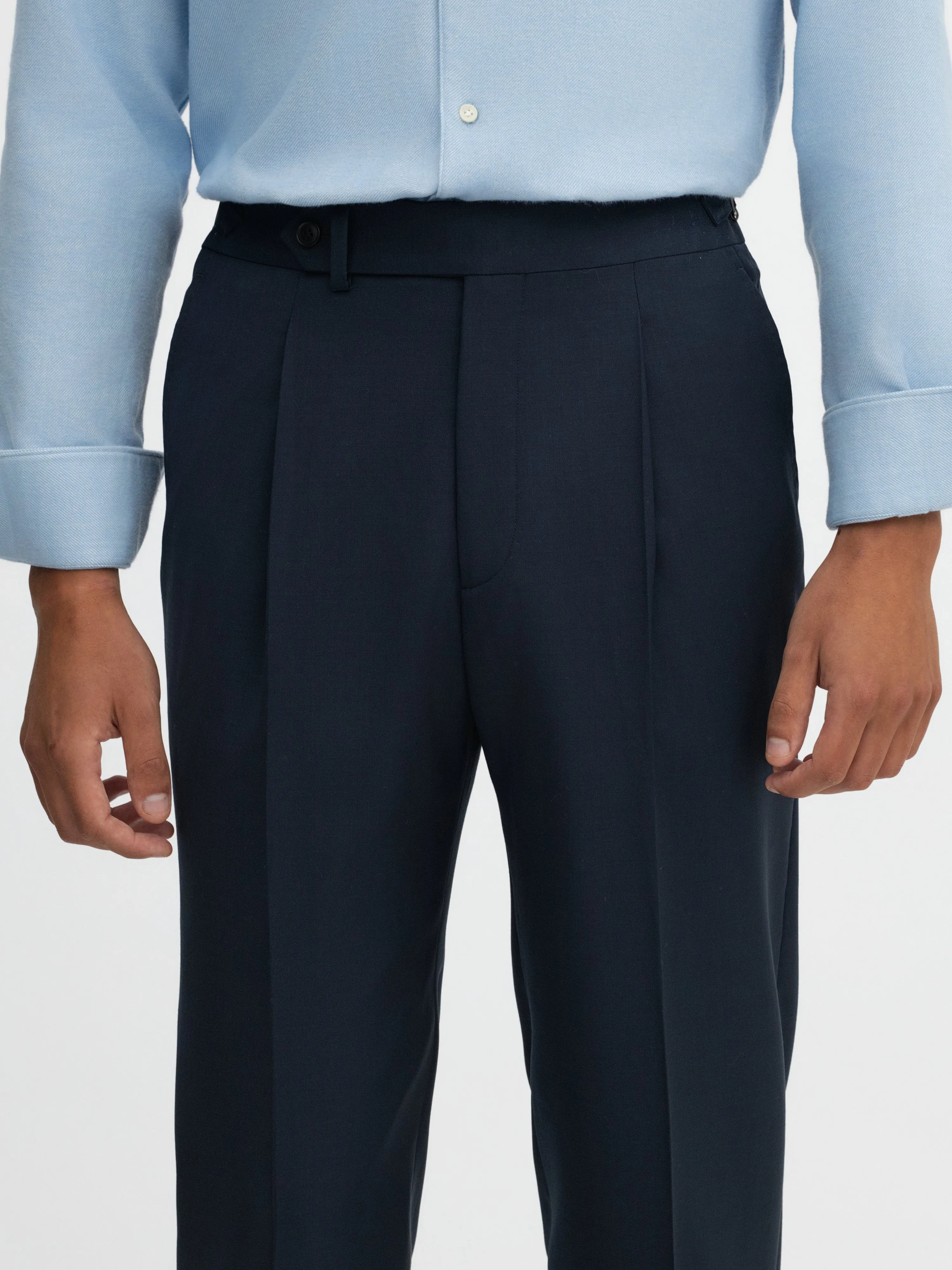 Navy S130 Wool Oscar Trousers