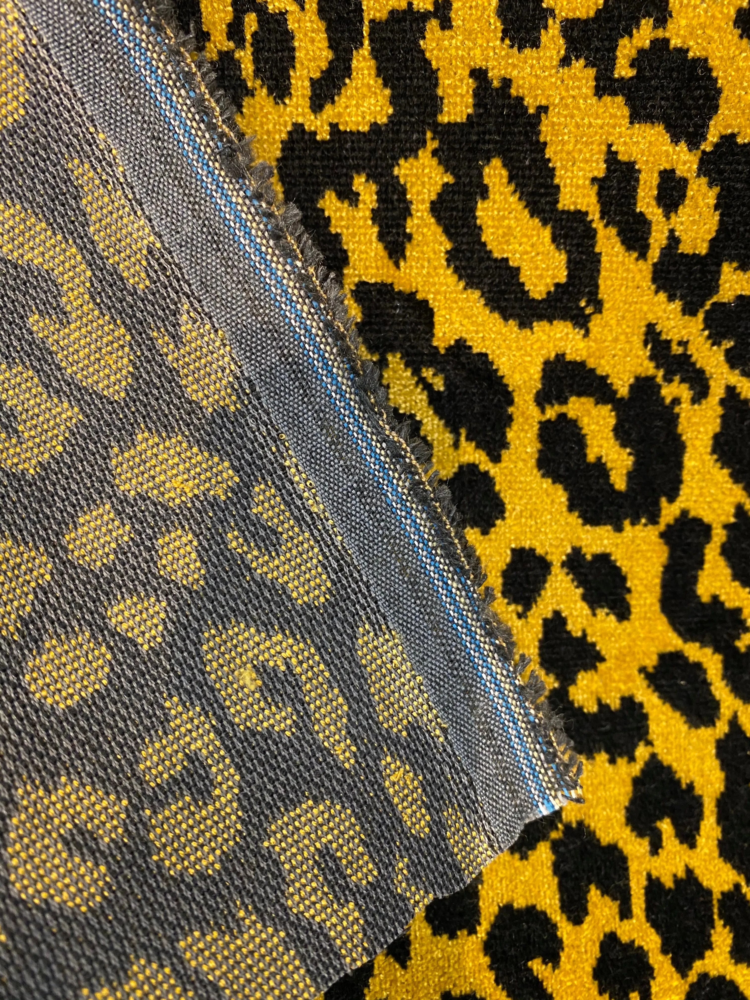 NEW Duchess Elspeth Leopard Novelty Upholstery Velvet Golden Yellow and Black