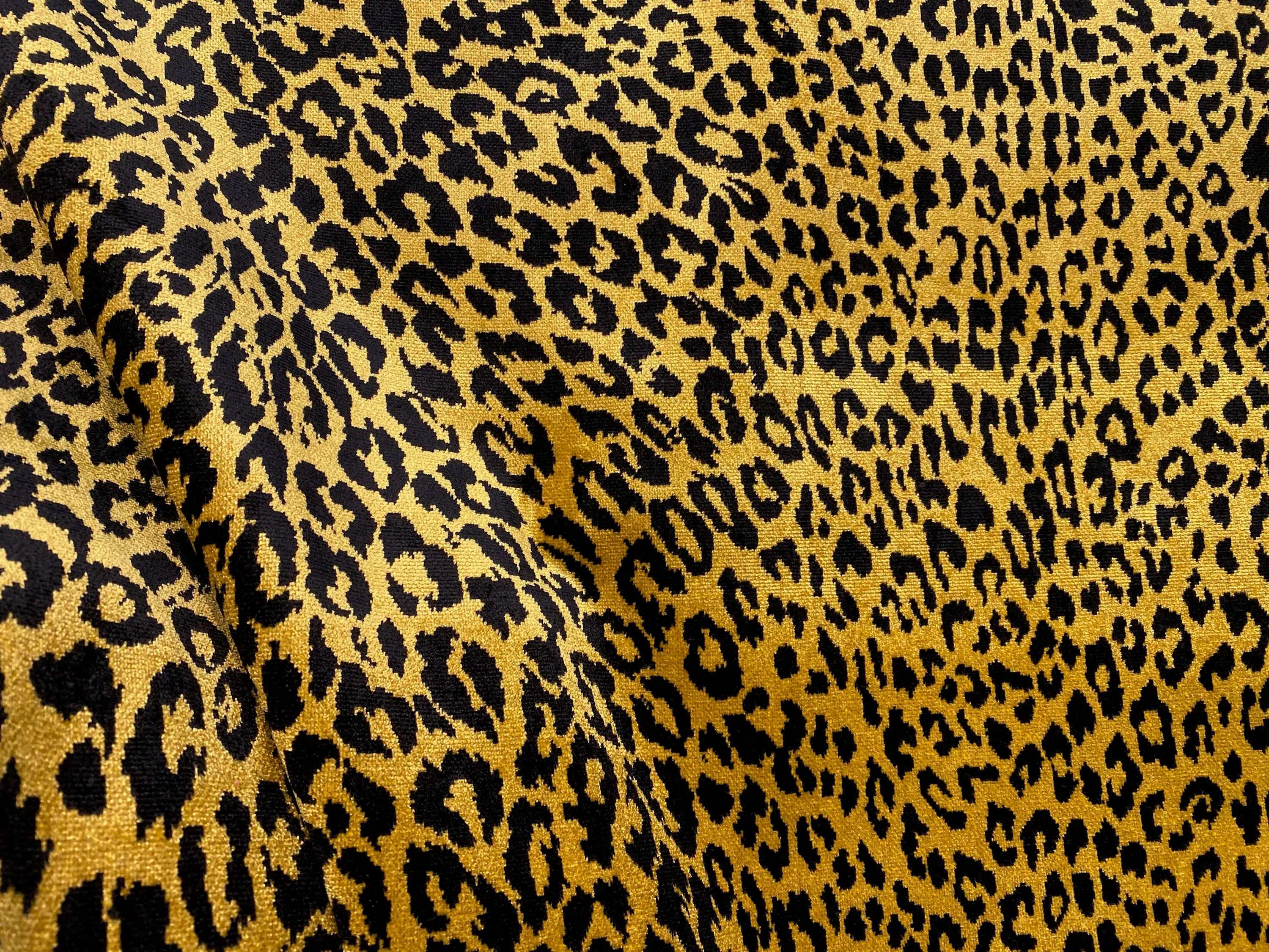 NEW Duchess Elspeth Leopard Novelty Upholstery Velvet Golden Yellow and Black