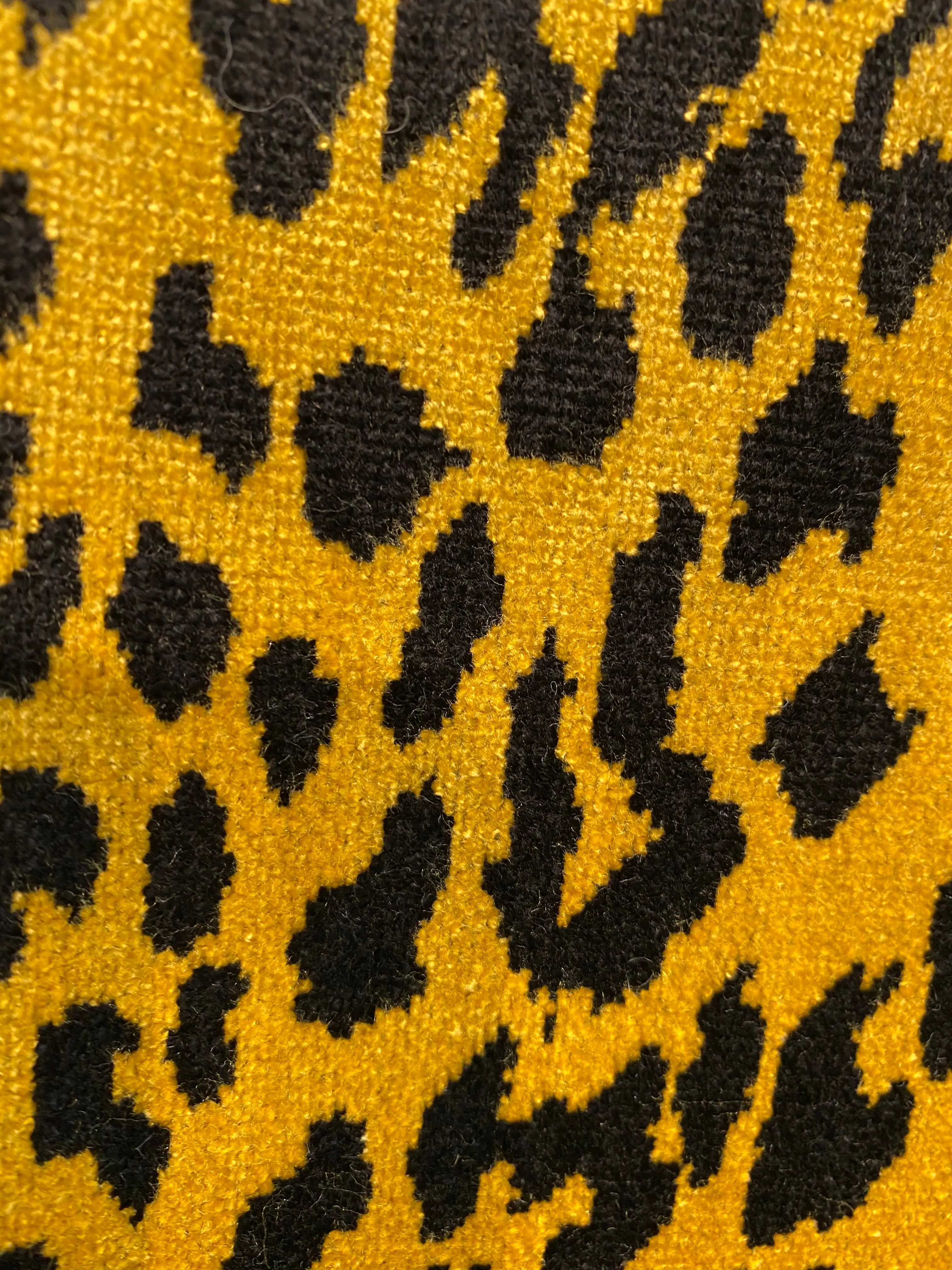 NEW Duchess Elspeth Leopard Novelty Upholstery Velvet Golden Yellow and Black