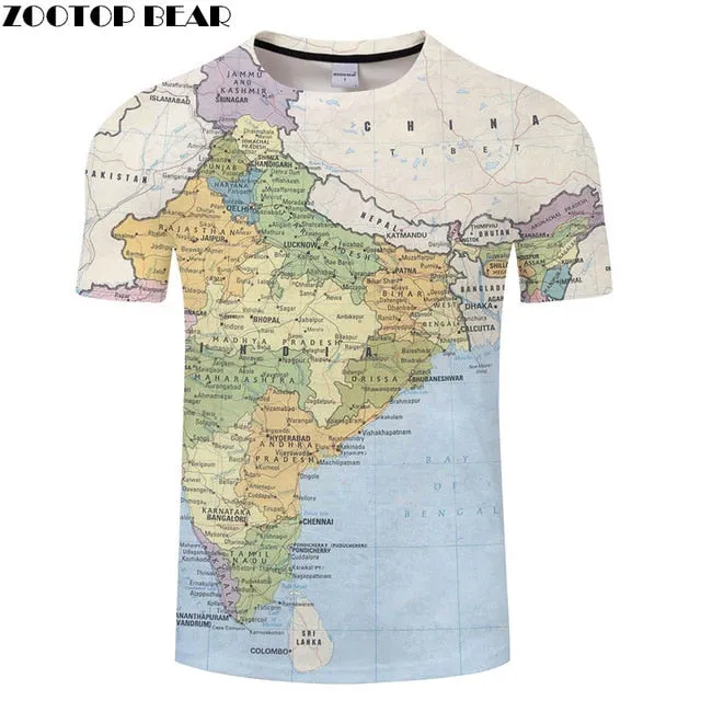 Ocean World Map 3D Print t shirt Travel