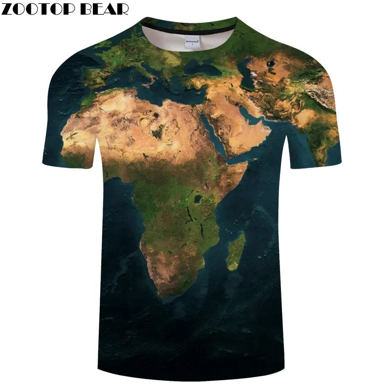 Ocean World Map 3D Print t shirt Travel