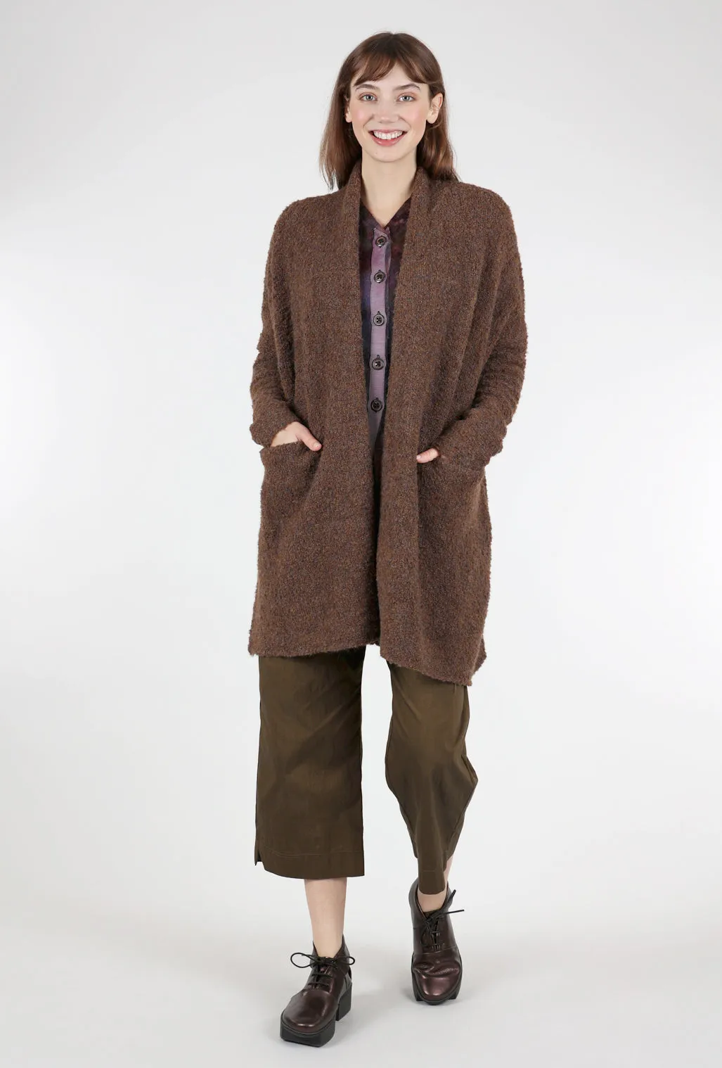 Open-Front Shawl Cardigan, Bronze