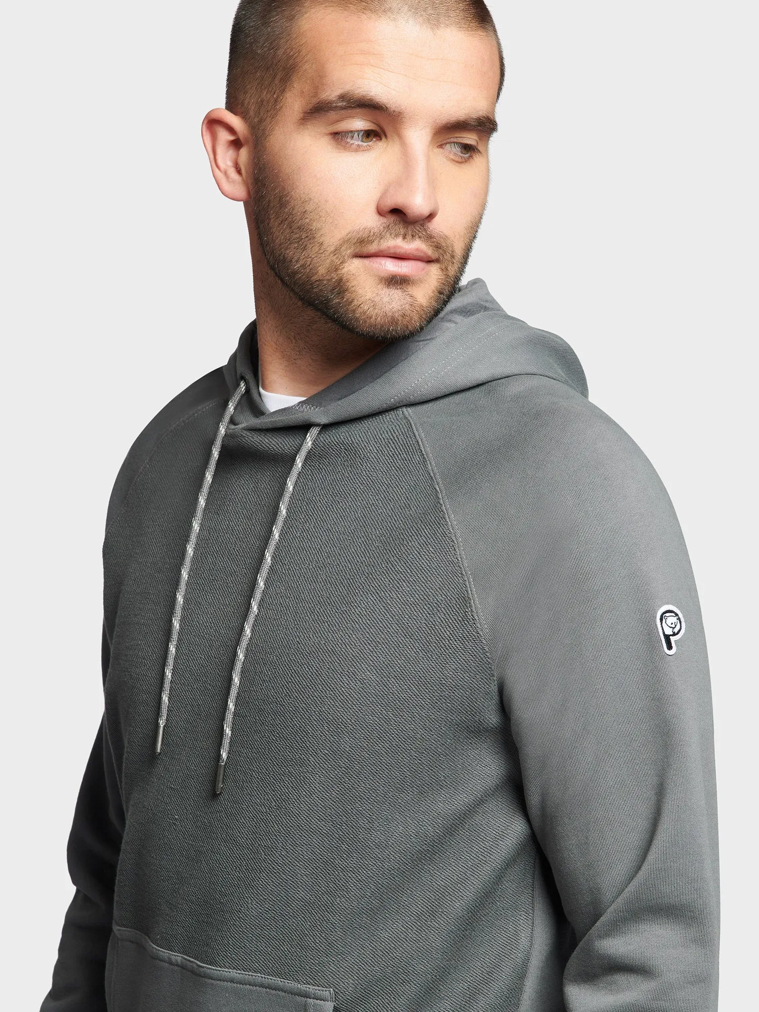 P Bear Reverse Loopback Hoodie in Castlerock