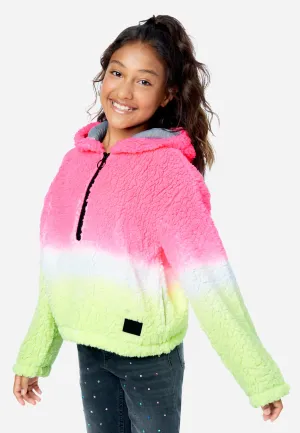 Patterned Faux Sherpa Zip-Front Hoodie