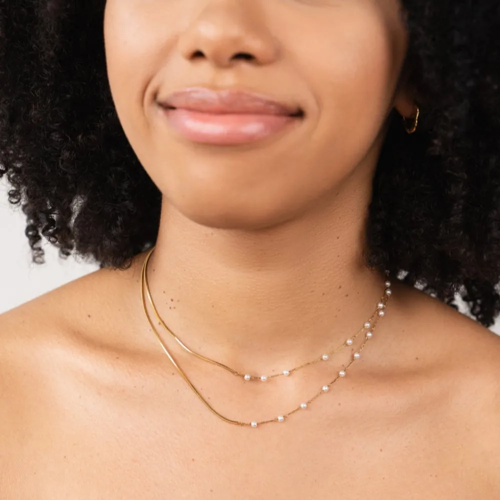 Pearl & Gold Long Chain Necklace