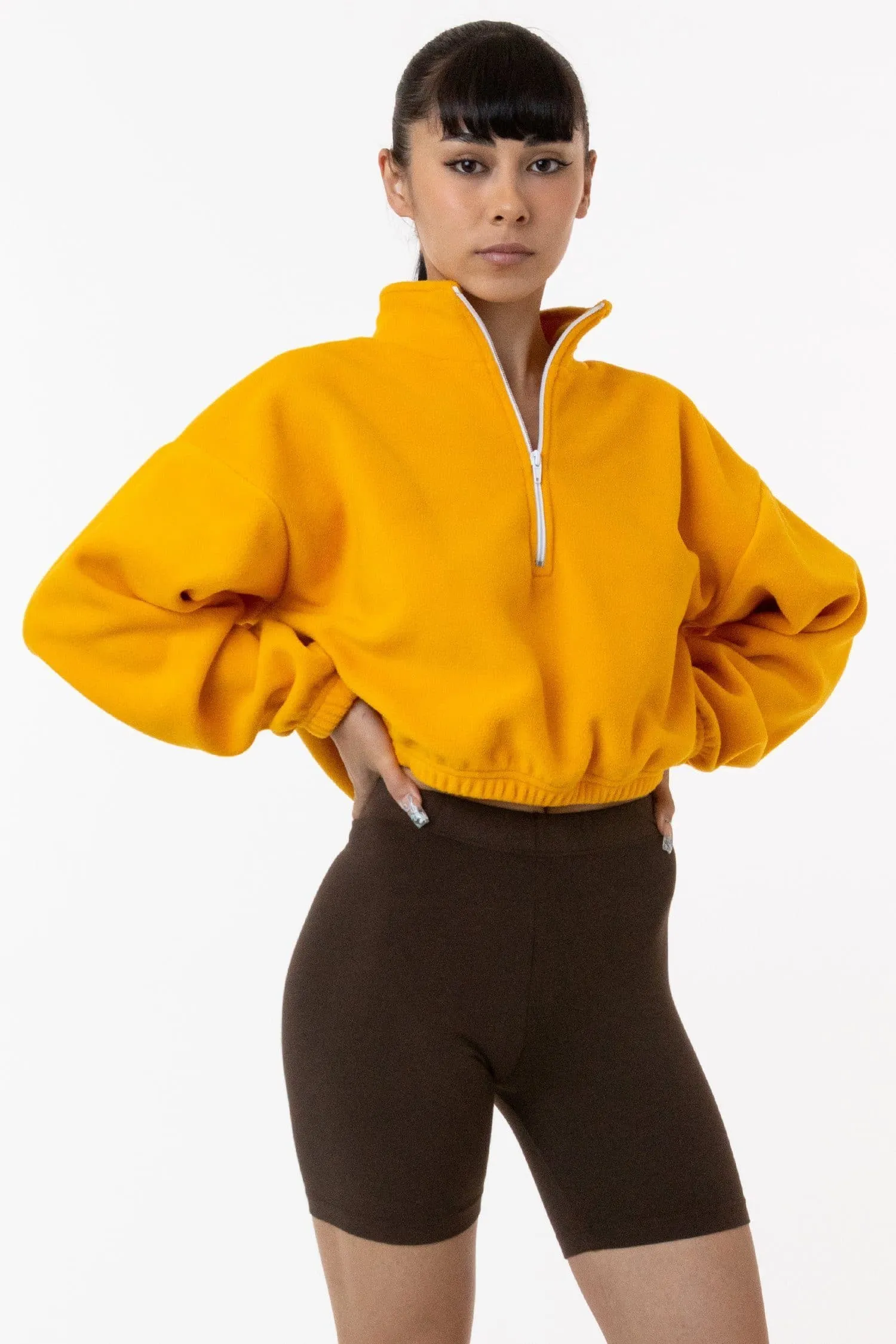 PF306 - Cropped Polar Fleece Half Zip Pullover