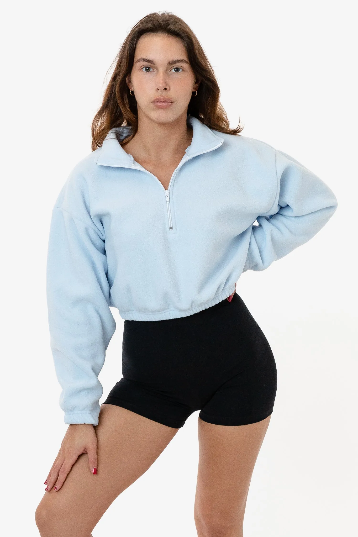 PF306 - Cropped Polar Fleece Half Zip Pullover