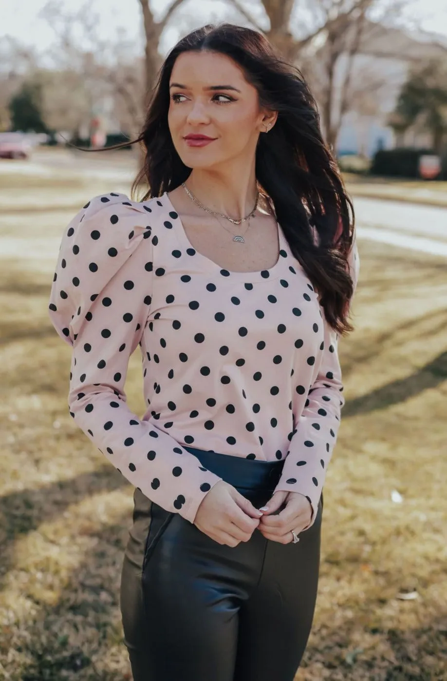 Pink Polka Dot Blouse