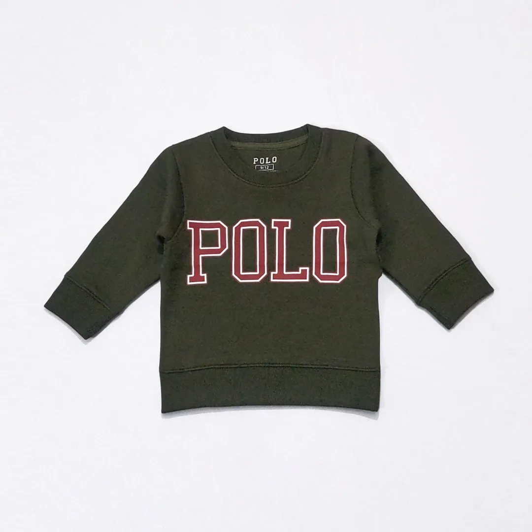 PL - Kids 'Olive' Round Neck Polo Printed Sweatshirt PL926