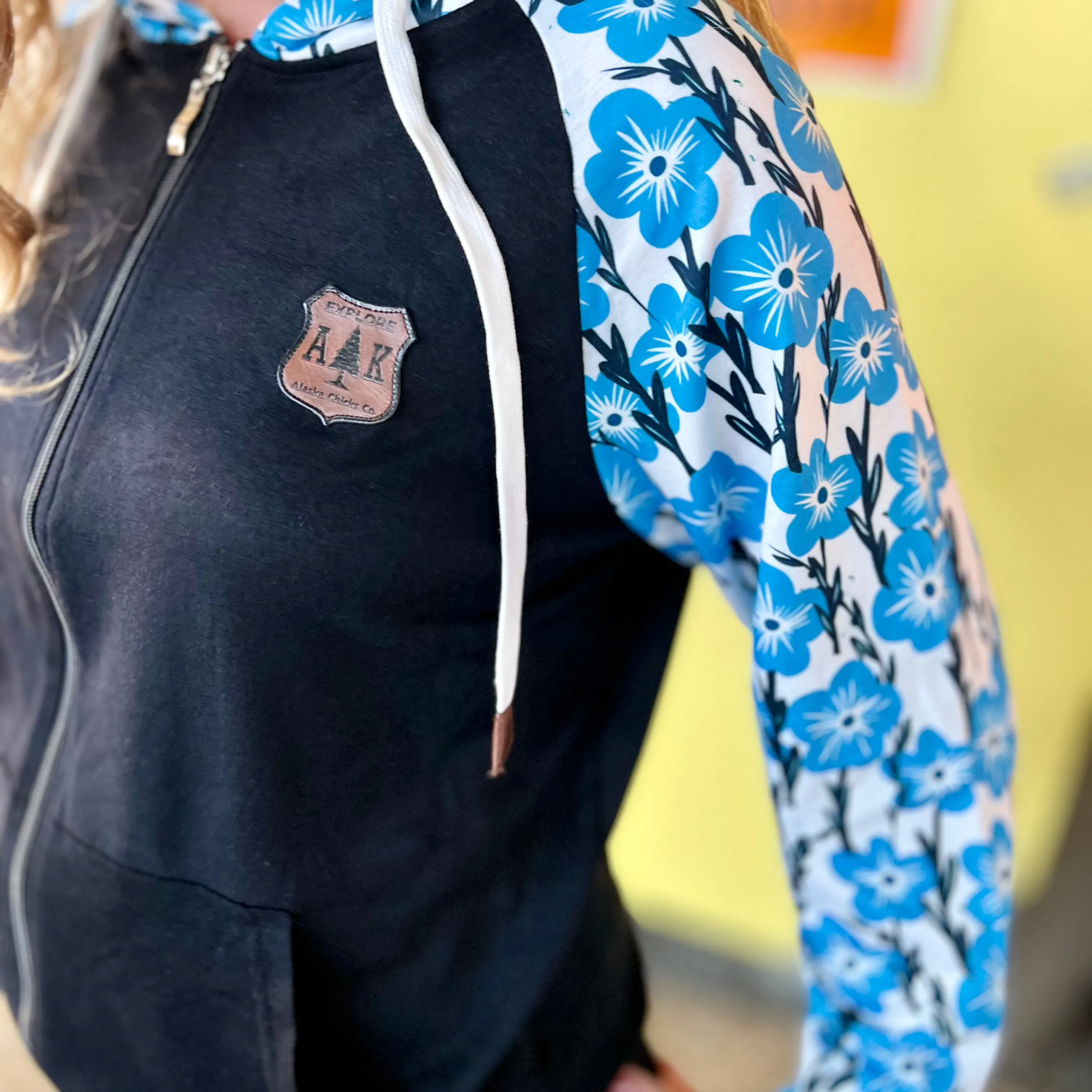 Printed Sleeve Zip-Up Hoodie