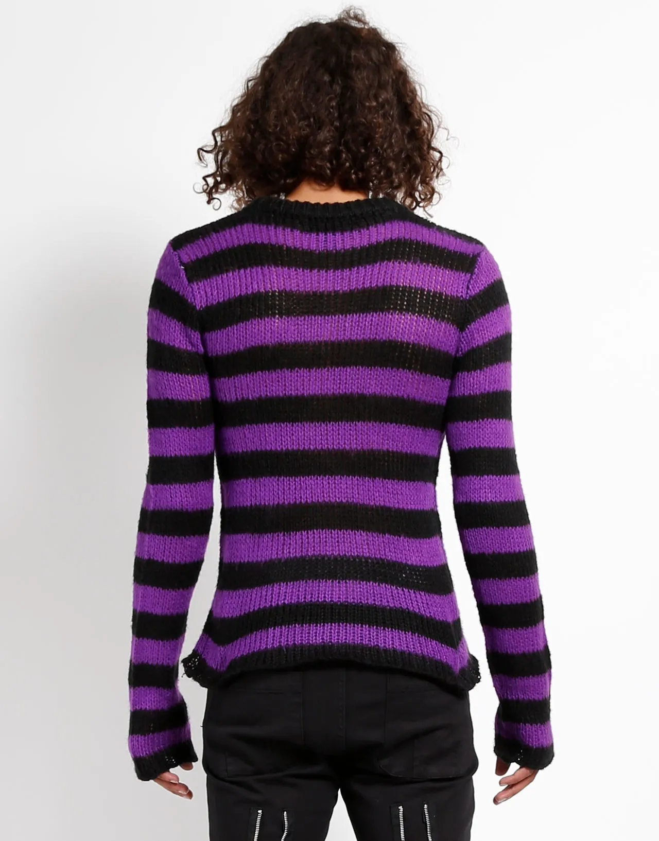 RAG STRIPE SWEATER PURPLE