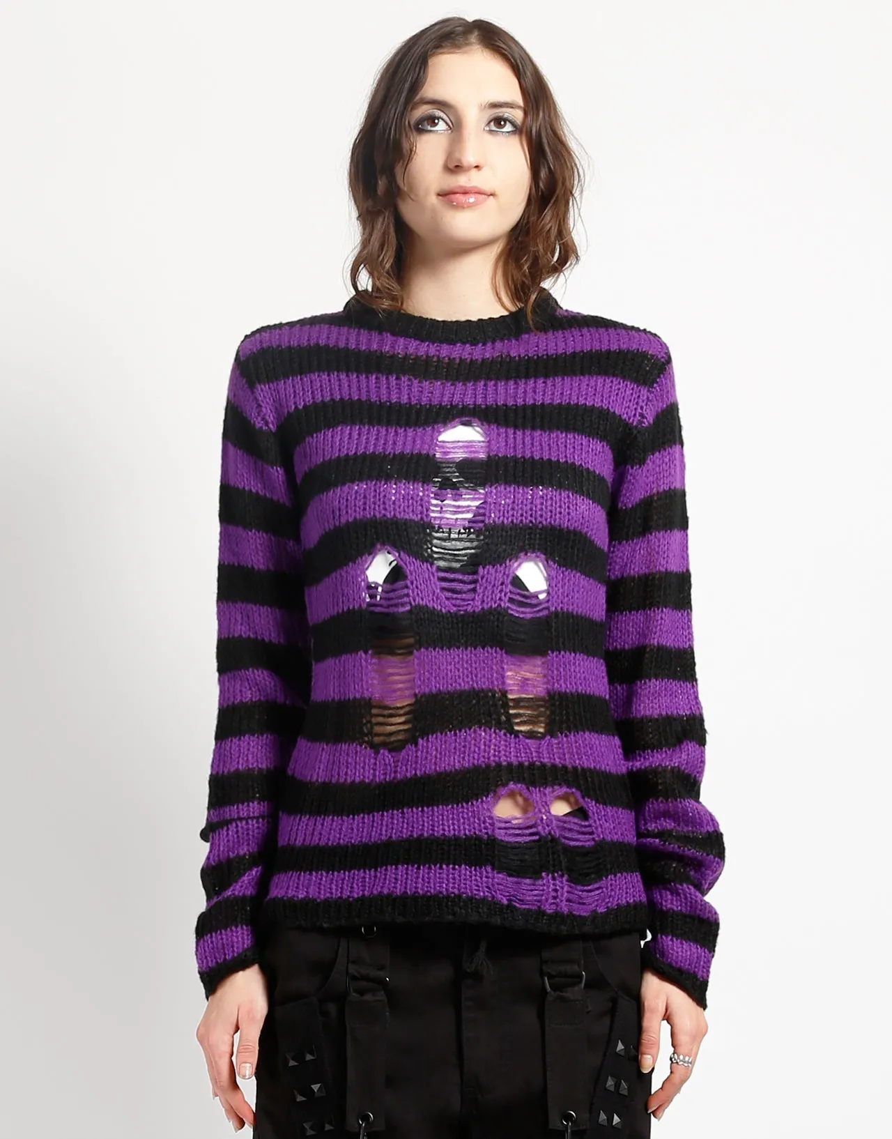 RAG STRIPE SWEATER PURPLE