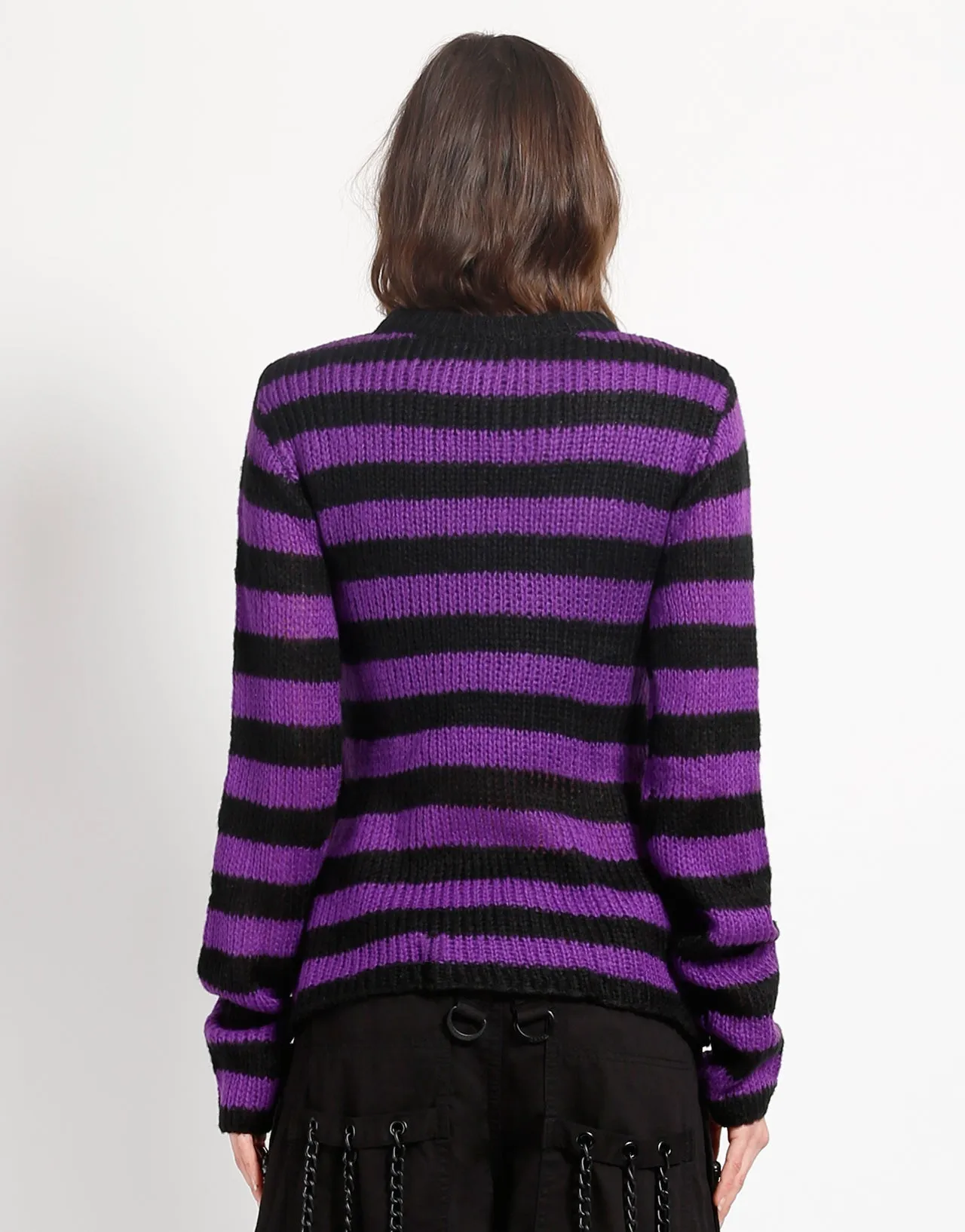 RAG STRIPE SWEATER PURPLE