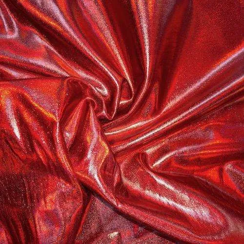 Red Holographic Nylon Spandex Fabric by-the-yard