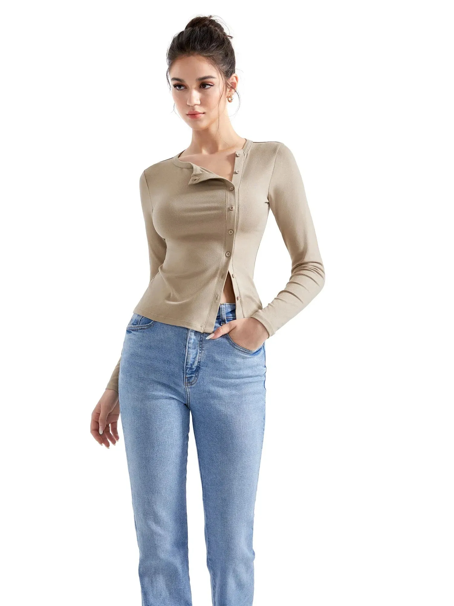 Ribbed Button Down Shirt - Long Sleeve