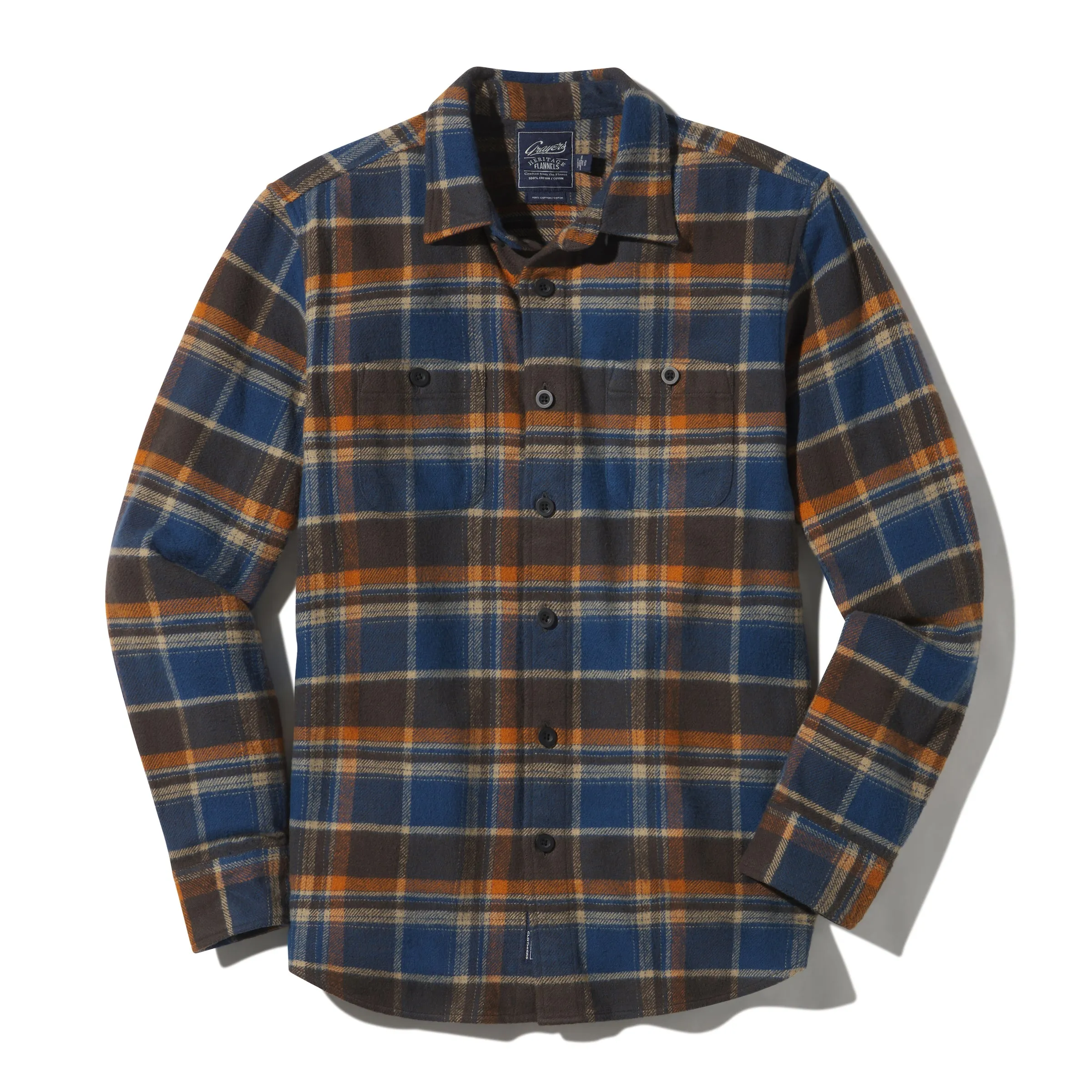 Scarboro Heritage Heavy Flannel  - Blue Orange Plaid