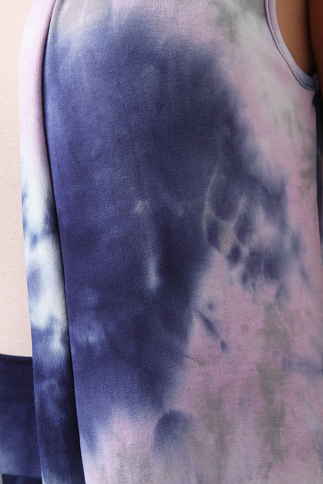 Sleeveless Tie Dye Long Line Cardigan