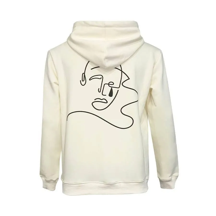 Slim Fit Hoodie Abstract Pierrot Off White Heavy Organic Cotton