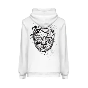 Slim Fit White Hoodie Black Spots Over Logo Luxury Design Heavy Organic Cotton