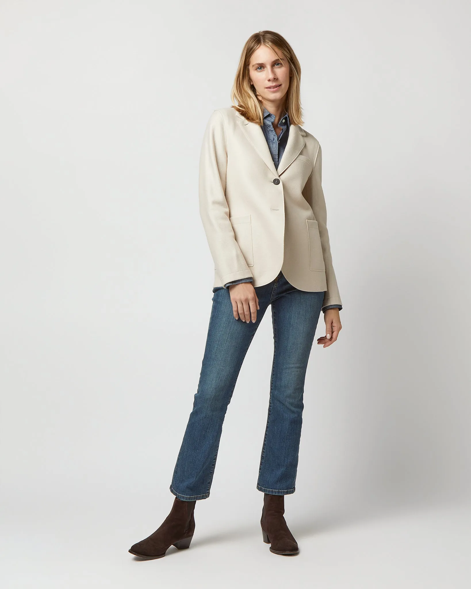 Stand Up Collar Blazer in Cream