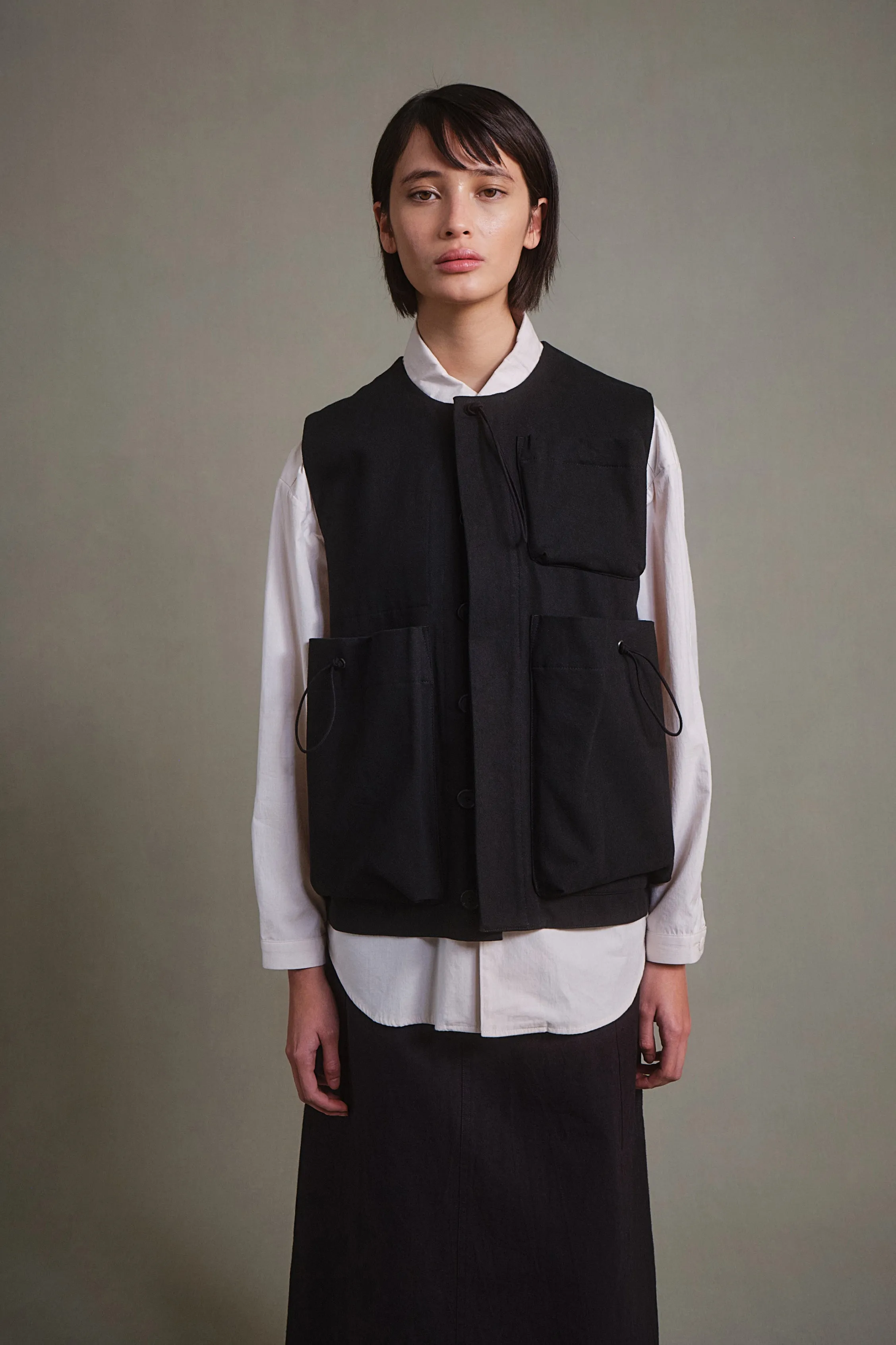 THE ROPER GILET / WORK DRILL FLINT