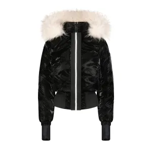 TWLWF66-WHITE LINE BOMBER W/ WHITE FUR