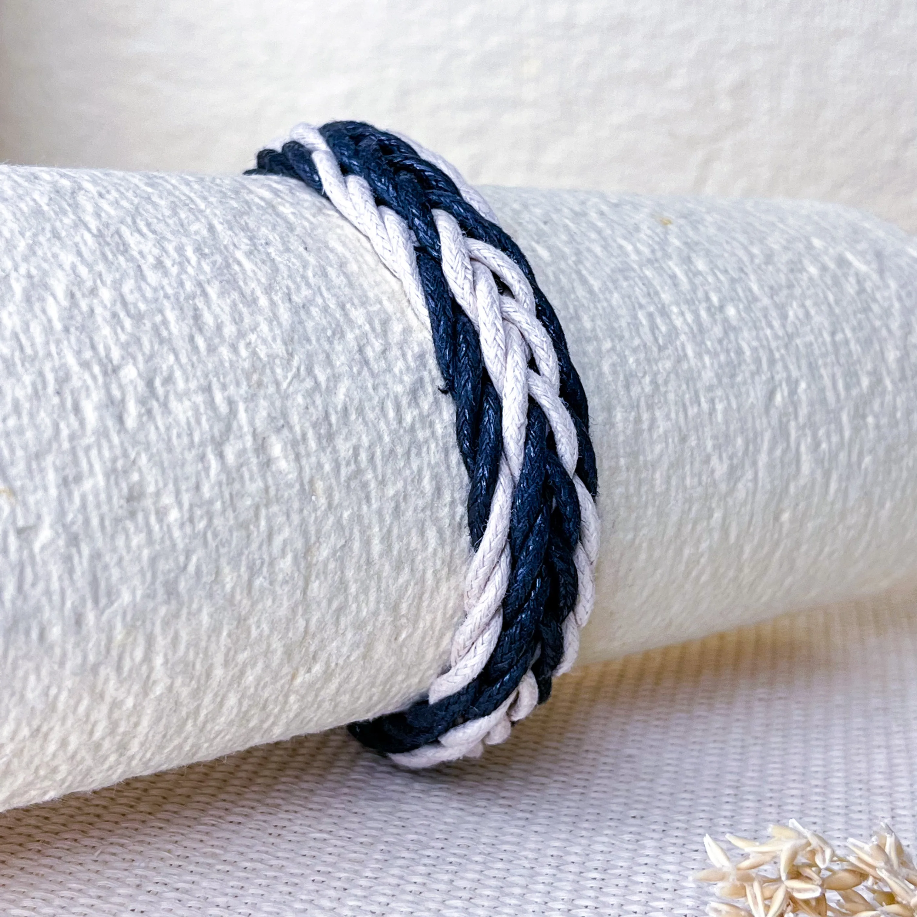 White & Black Braided Men Bracelet