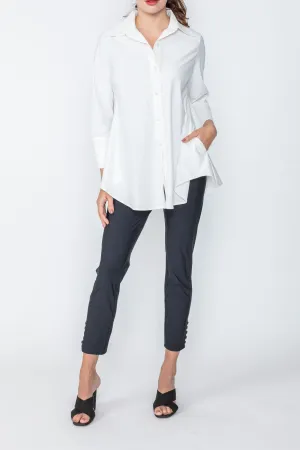 White Fold Down Collar Blouse