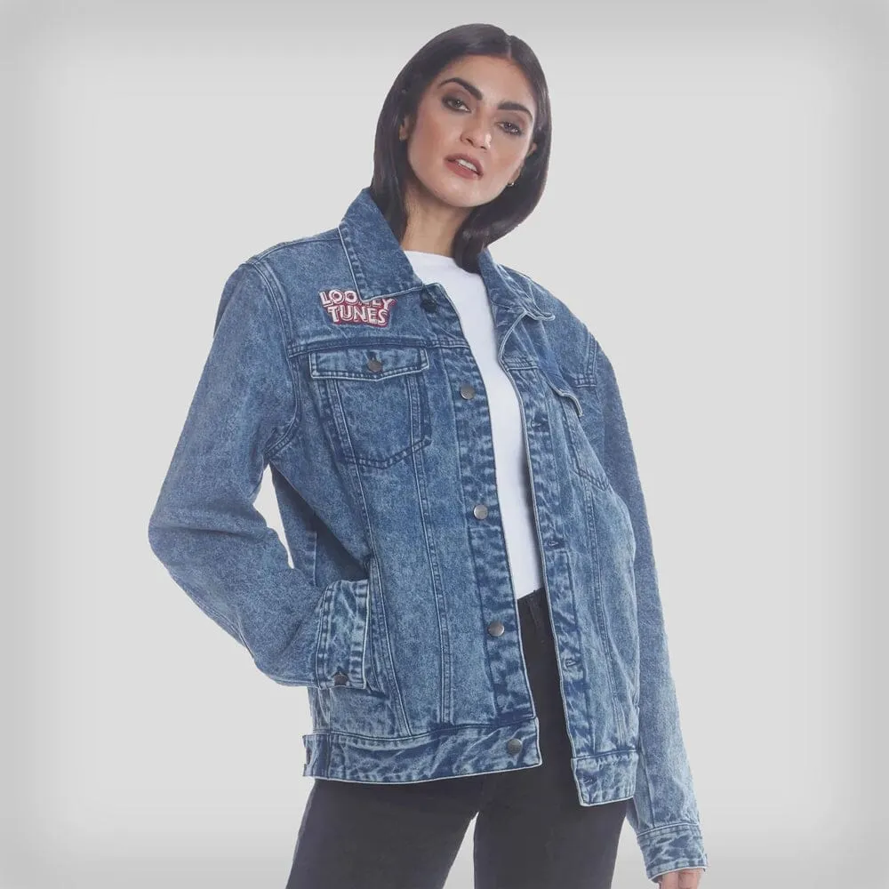 Women's Denim Looney Tunes Bugs Placement Oversized Jacket - FINAL SALE